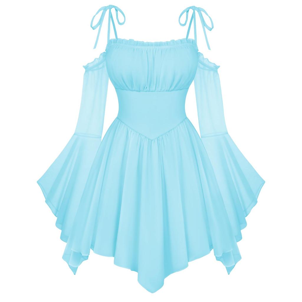 Rochie Corset Colorată Femei Decolteu Bardot cu Buzunare, Boemă pentru Petrecerea de Halloween