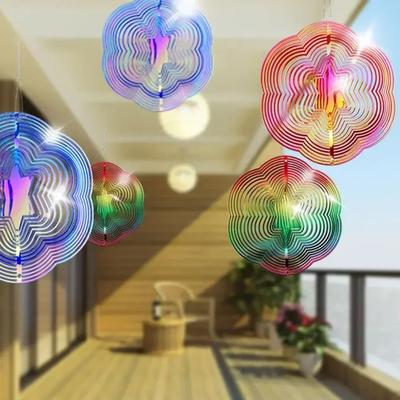 Degrade Renk Rüzgar Döndürücü Yakalayıcı Paslanmaz Çelik 3D Akan Işık Efekti Rüzgar Çanları Parçaları Açık Bahçe Avlu Asılı Dekor