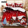 Merry Christmas Duvet Cover Santa Claus Snowman Red Bedding Set Happy New Year Xmas Festival Gifts For Women Men Children Decor
