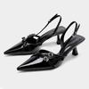 Summer Luxury Buckle Stiletto Sandals for Women Sexy Pointed Toe Low-Top Comfortable Office and Casual Women High Heels