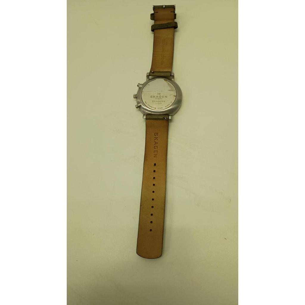 Used SKAGEN SKW6298 Watch Fudo Round Dial Black Silver Belt Leather Bronze Skagen Men's #A