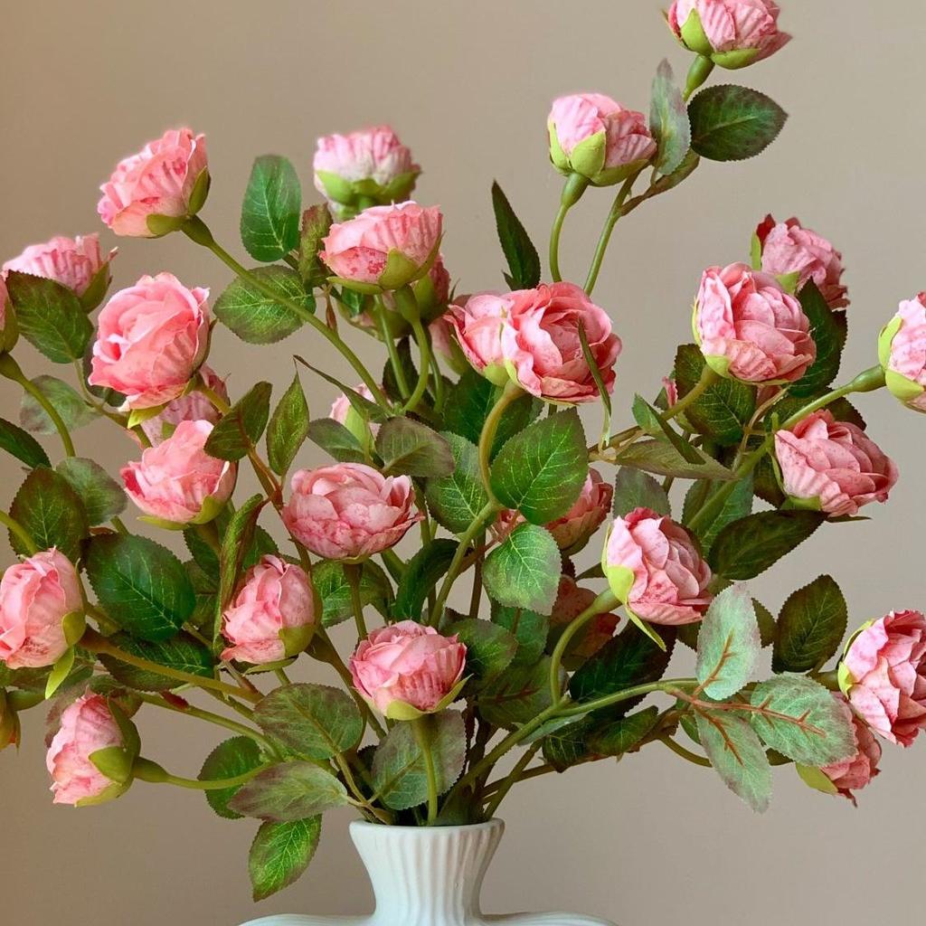 High-End Realistic Rose Arrangement In Ceramic Vase – Artificial Floral Bouquet for Living Room Decor