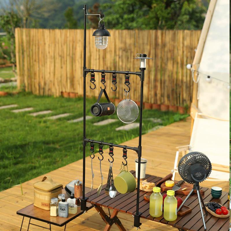 Camping Shelf Lantern Stand Light Pole Hook Picnic Tableware Hanging Racks Detachable Aluminium Alloy Light Hangers Stand