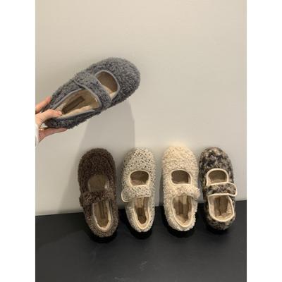Mao Mao Shoes Female Outer Wear Year Winter Gentle and Cute Fairy Wind Velcro Warm Mary Jane Shoes