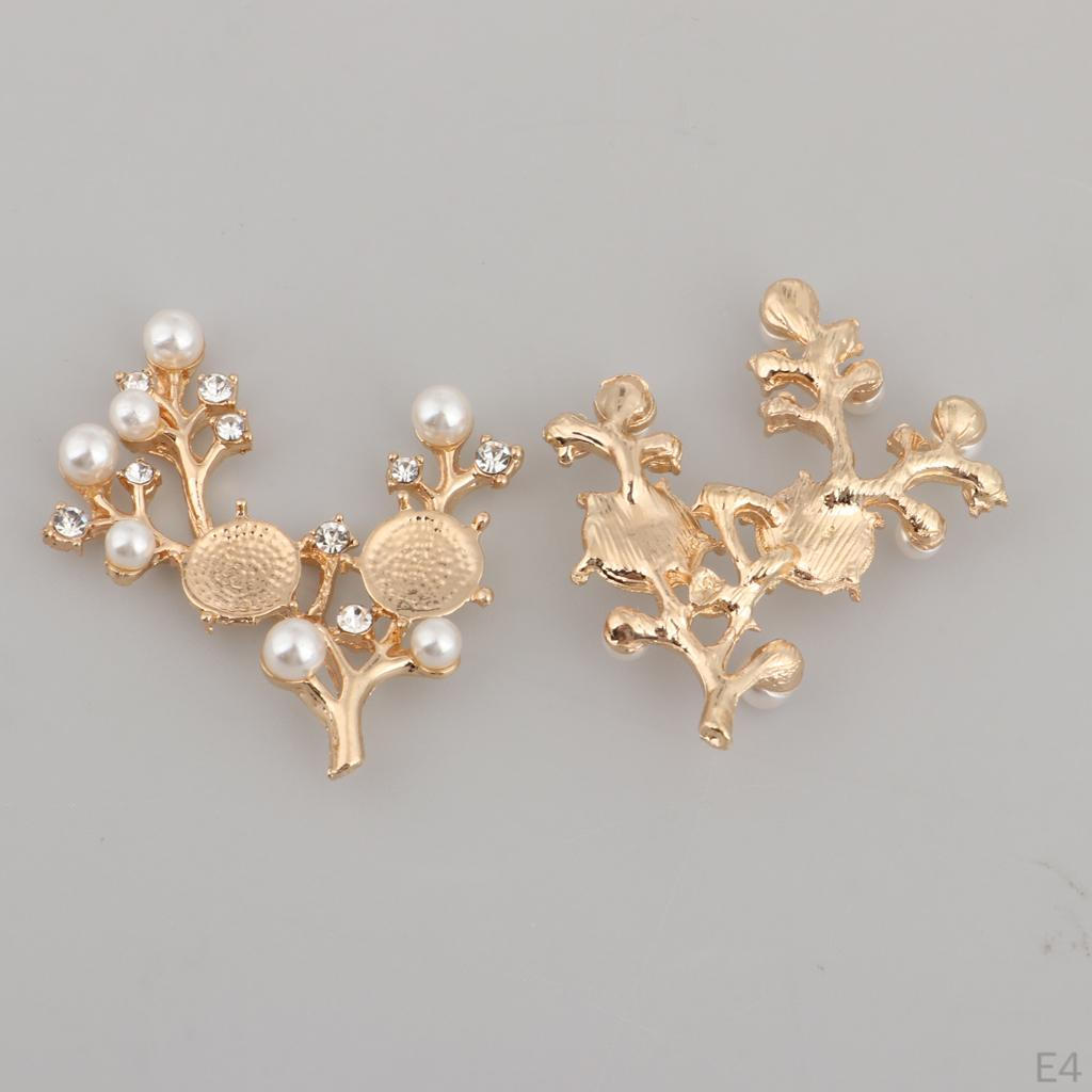 10 Pcs Branch Leaf Flatback Beaded Buttons DIY For