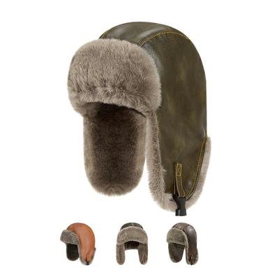 Neue Leder Kinder Fleece verdickte warme und kalte Ohrenschutzmütze Skifahren Reithut