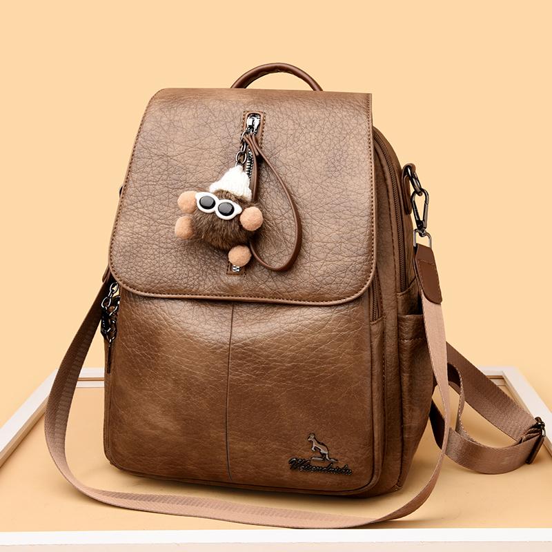Vintage PU Rucksack Damen Pendler Große Kapazität Reise Rucksack Multifunktionale Umhängetasche