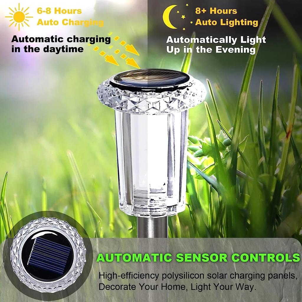 Waterproof Solar Lawn Lights Outdoor Stainless Steel Garden Yard Walkway Lawn Decor Night Lights Landscape Lighting