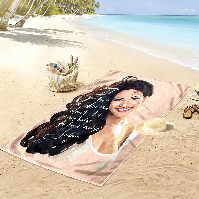 Selena Quintanilla Print Beach Towel, Large Soft Quick Dry Towel for Beach Camping Swimming
