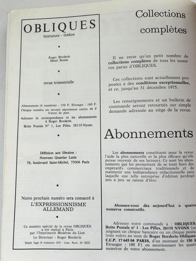 [USED] Rare OBLIQUES Hans Bellmer Numero Special