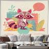 Whimsical Squirrel Illustration Tapestry Boho Woodland Forest Animal Wall Hanging Canvas Print Art Decor for Nursery Kids Room L