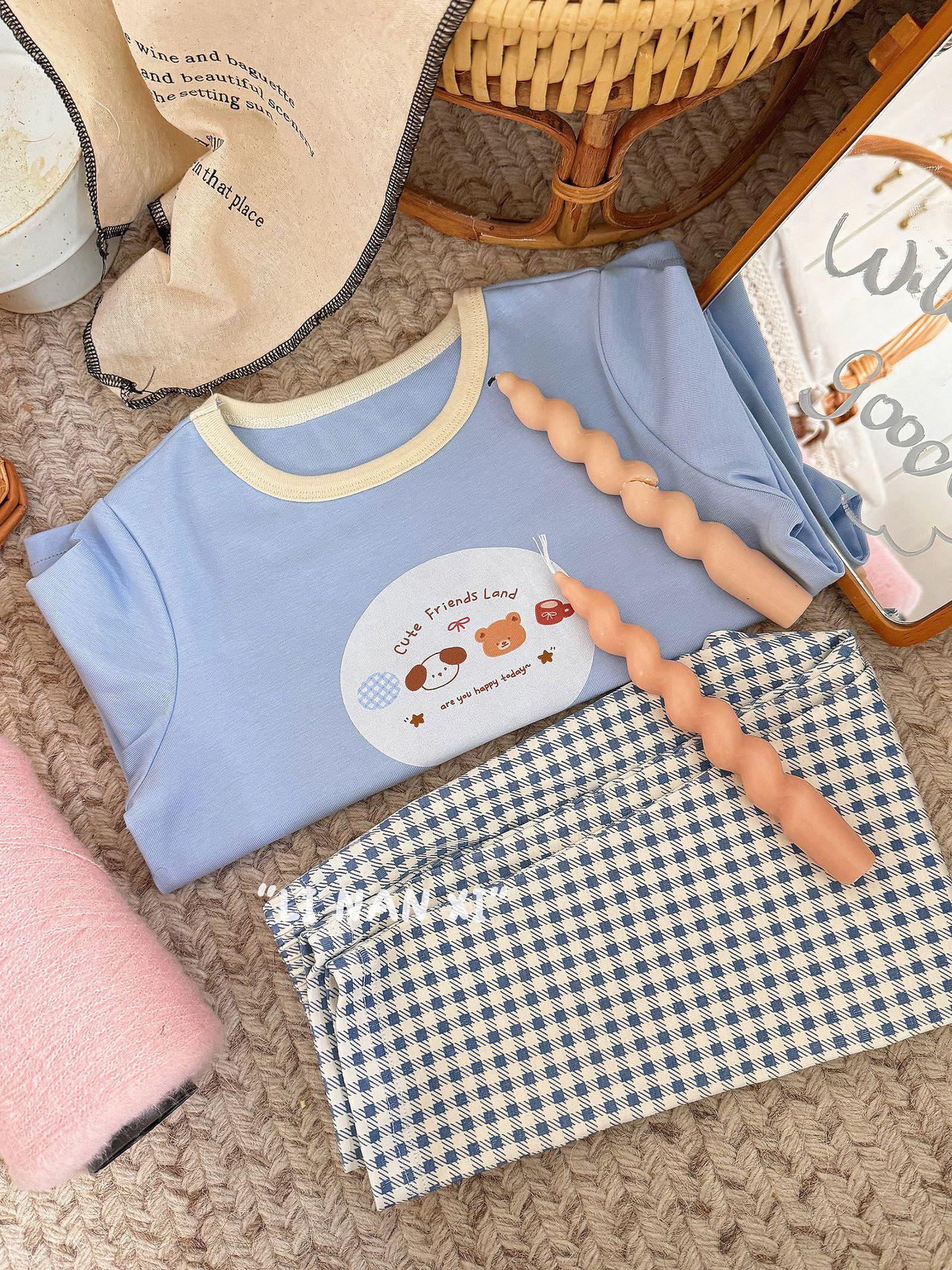 

Мультяшный принт Комплект пижамы для мальчиков и девочек - Милая детская одежда для сна 85058