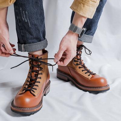 Men Luxury Fashion Genuine Leather Boots  Designer Platform Shoes Outdoors Cowboy Tooling Work Boot Cool Ankle Botas Hombre