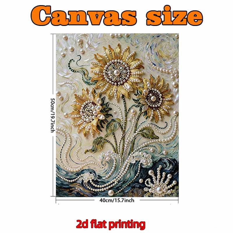 Pearl The Charming Sunflowers DIY Diamond Art Kits 15.7x19.6inch Gem Art Diamond Painting Kits Without Frame for Adults Gift Idea Home Wall Decor