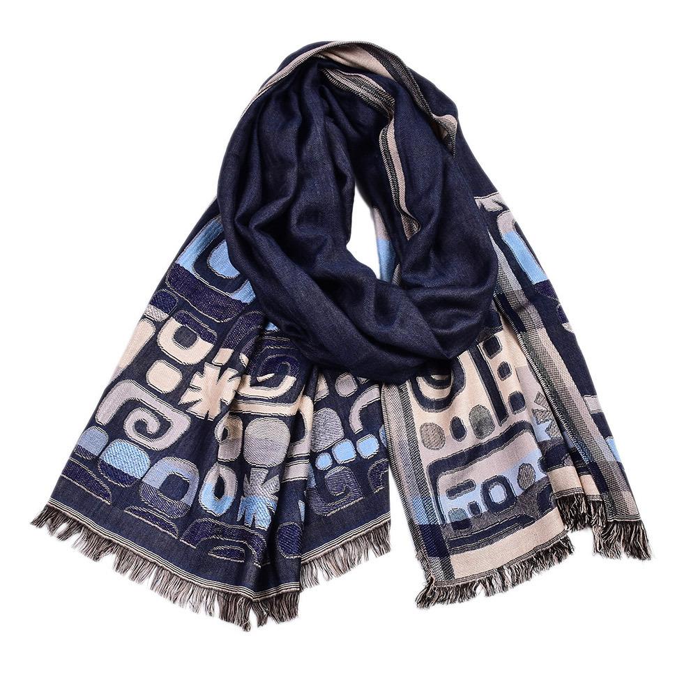 Ethnic Style Yarn-Dyed Men Scarf Winter Warm Cotton Linen Men'S Scarves Brushed Neckercheif Foulard For Male Pashmina Shawl
