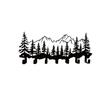 Metal Wall Mount Key Holder Rack with Mountain and Tree Design Multiple Hooks for Entryway Organization and Home Storage