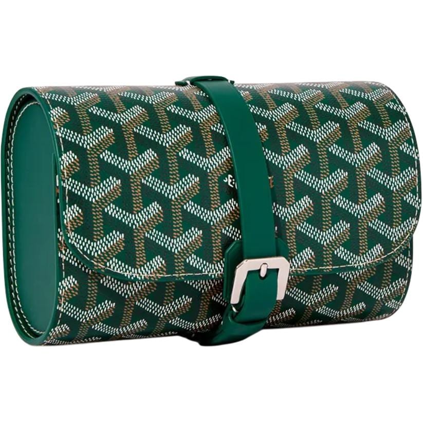 GOYARD VOYAGE DOUBLE Canvas With Leather Storage Bag Unisex Green MONETUMMLTY-09CL09P