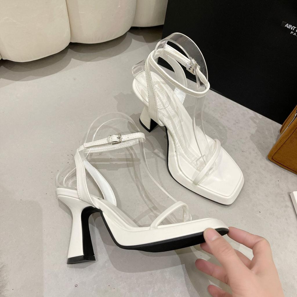 2024 New Womans Pink Sandals Ladies Platform High Heels Sandalias Shoes for Women Bluckle Summer Casual Black Beach Shoes White