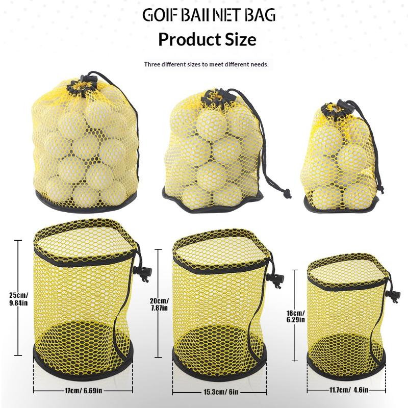 Golf Ball Holding Pouch Durable Drawstring Mesh Net Bag Hold 12/25/50 Balls Portable for Golf Training Competition Travel