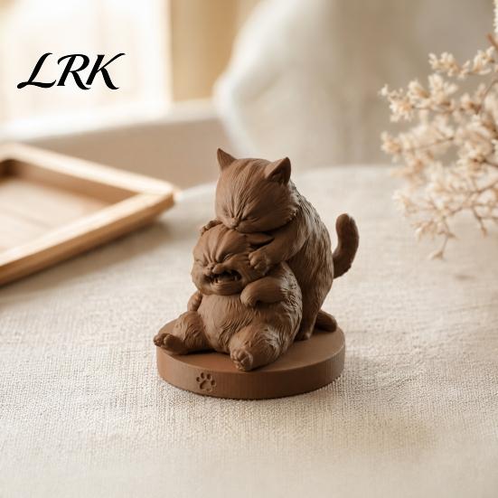 Desktop Cat Ornament Frolicking Cats Figurine, 3D Printed Playful Statue, Cute Funny Decoration Collectible Kitty Sculpture Gift for Lovers Paw Print