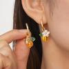 Fashionable Orange Fruit Honey Bee Hoop Earrings For Women Ear Buckle Suitable For Wearing Jewelry Gifts