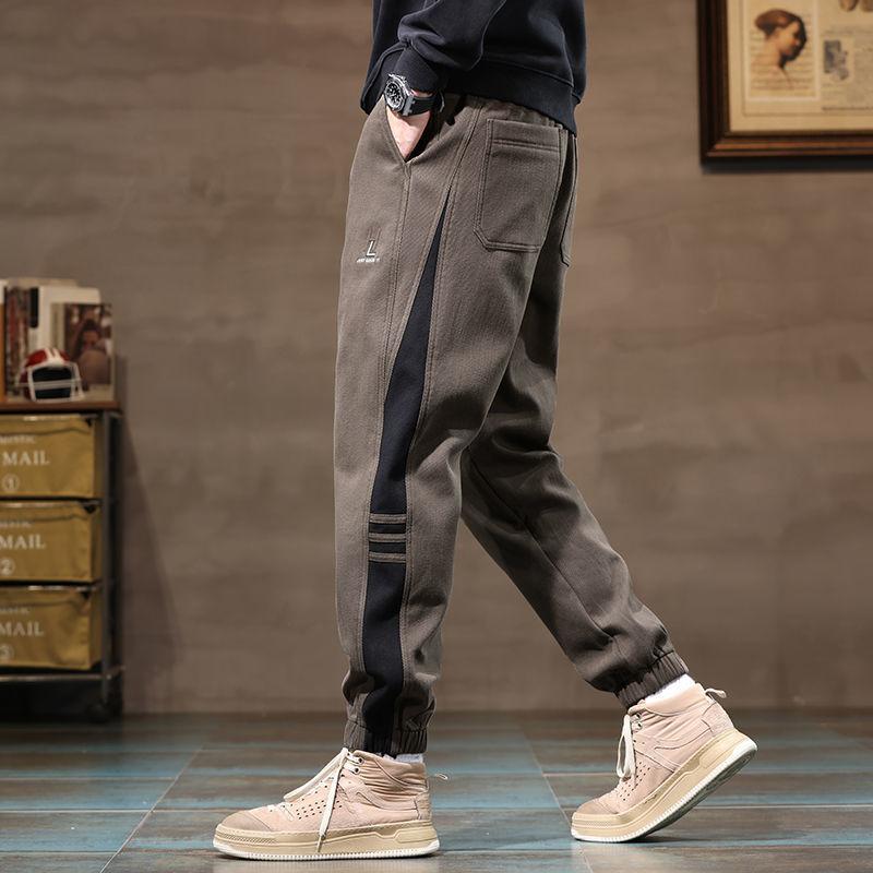 Nové podzimní pánské ležérní kalhoty volného střihu sportovní střih trendy prošívání všestranné harémové kalhoty