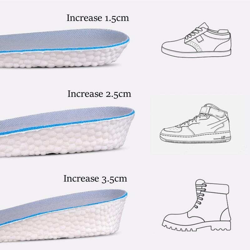 1.5-3.5CM Height Increase Insoles for Feet Shock Absorption Arch Support Templates Shoe Inserts Man Women Insole for Shoes Sole