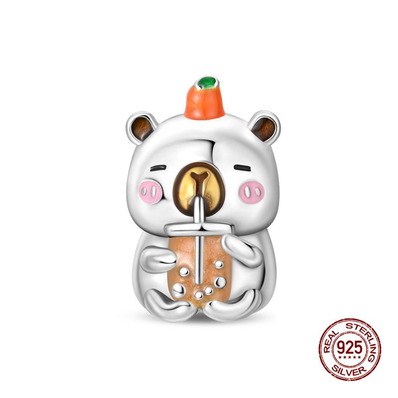 Authentic Original Charm Bead Component Copper Metal Characters & Capybara Charm Bead Component Bead Components Compatible With 3mm Authentic