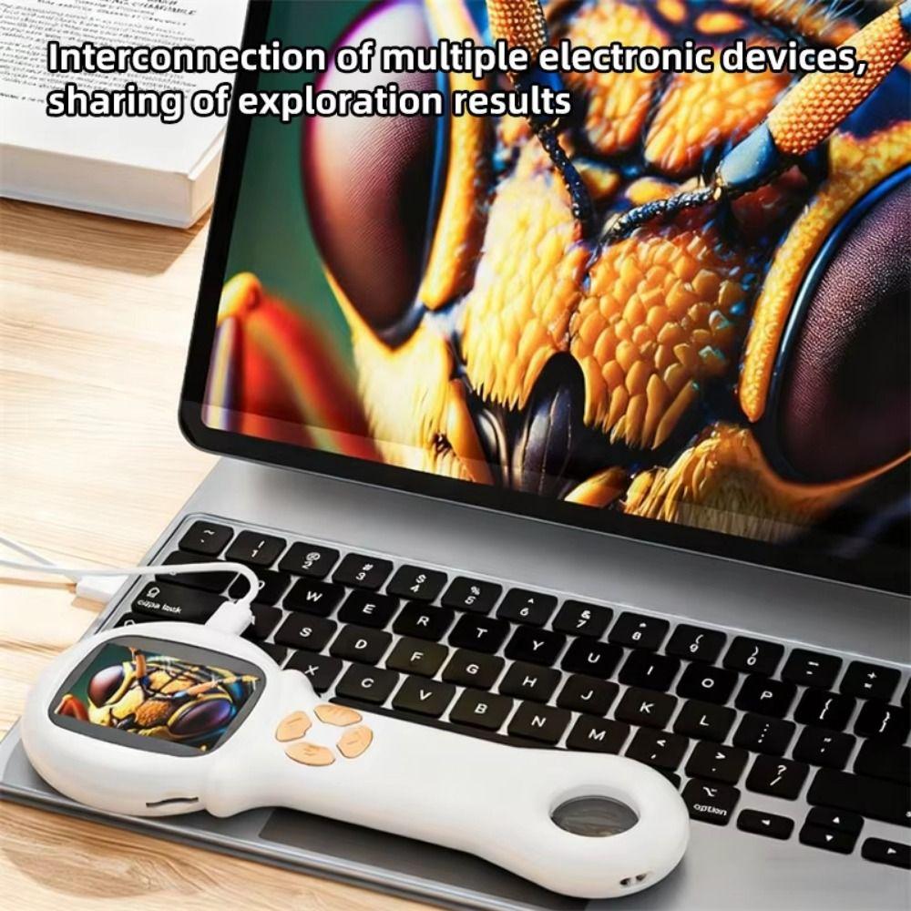 2 Inch IPS Screen Children's Digital Microscope HD Portable Kids Microscope Handheld 500x Zoom Pocket Microscope Coin Magnifier