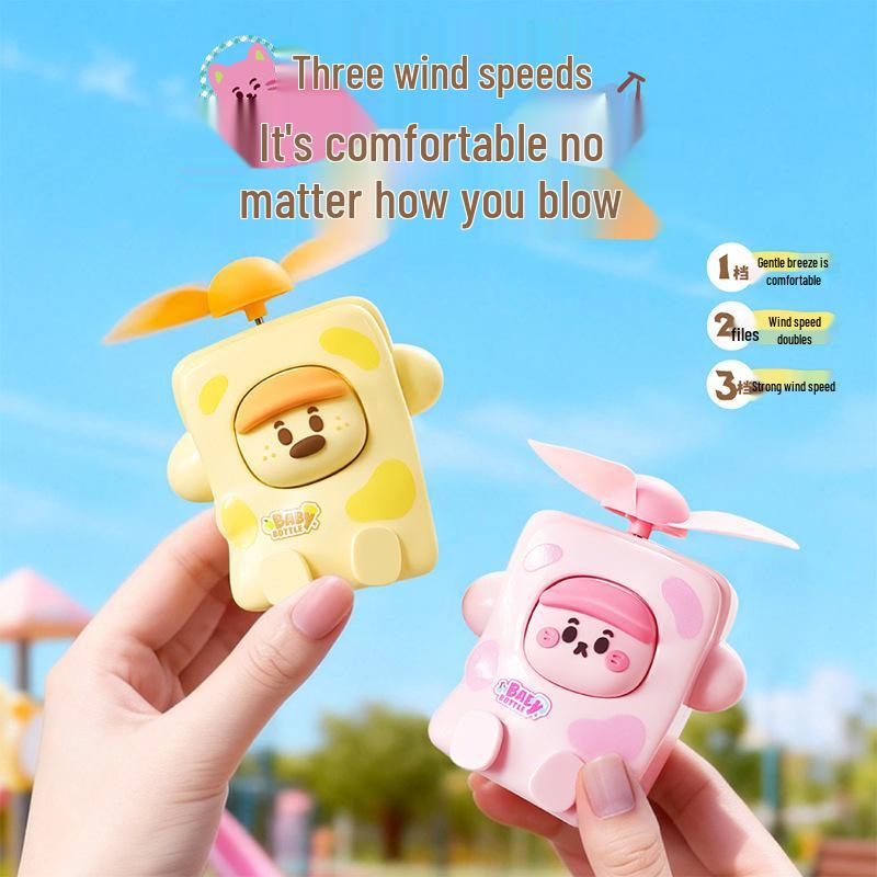 Milk Dumpling Cute Mini Portable USB Rechargeable Handheld Electric Fan - Creative Fun Doll Design Gift