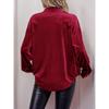 VEZFAA Women's Fashion Casual Spring Autumn Solid Color Print Long Sleeve POLO Neck Blouses & Shirts