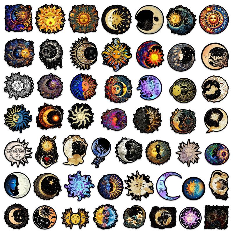 

50Pcs/Set Moon & Sun. Black Art Stickers DIY Fashion Waterproof Doodle Decals Stickers