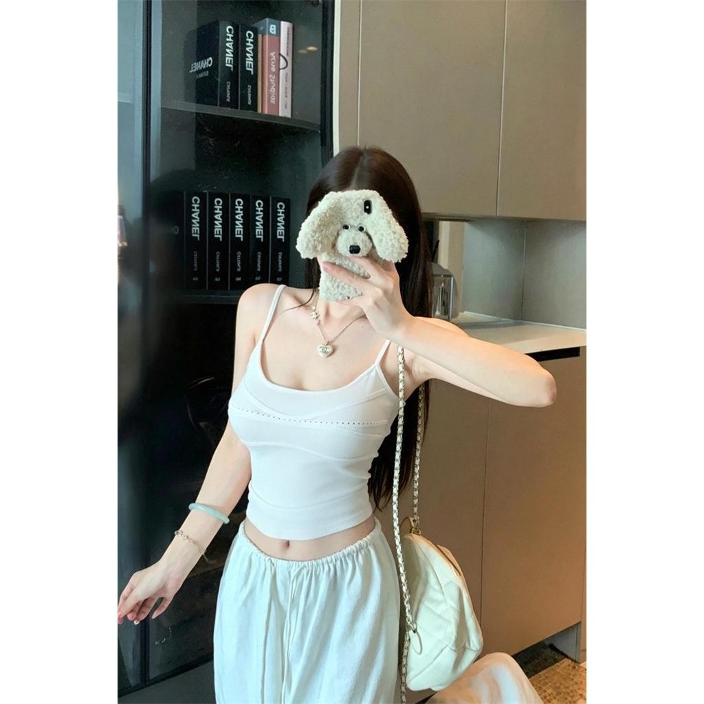 U-neck slim-fitting sling vest women's summer new casual simple and thin versatile short top