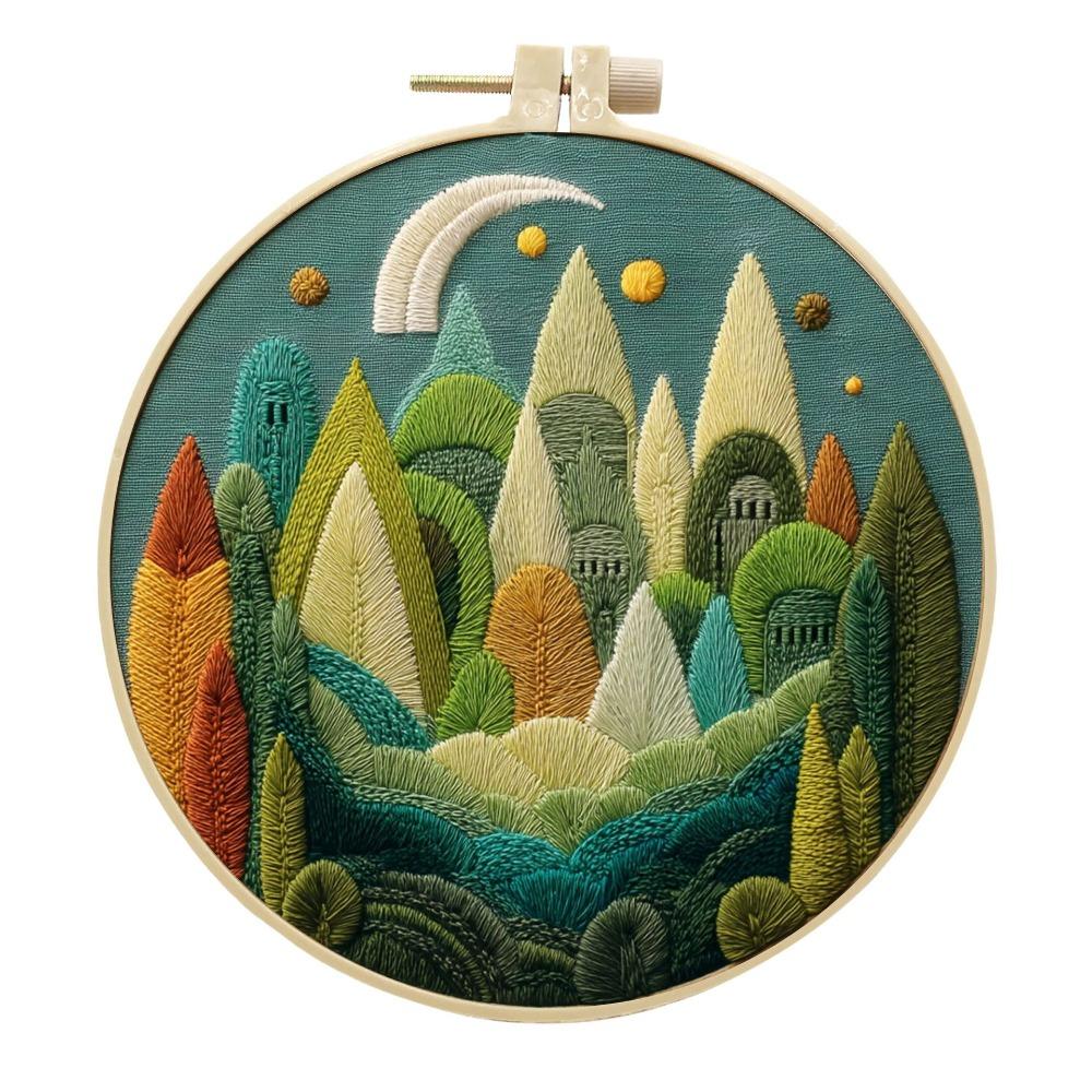 1 PC Green Fantasy Series Pattern Embroidery DIY Fabric Craft Set with Tools