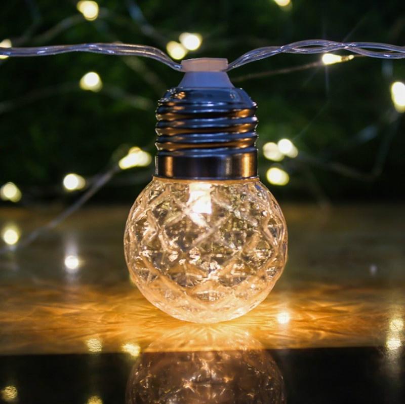 2 Modes Solar Bulbs String Lights Waterproof 10 LED Globe Lights Clear Bulb Outdoor LED Decorative Li