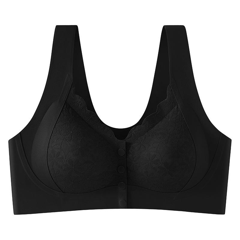 

Comfortable Plus Size Front-Buckle Seamless Nursing Bra for Middle-Aged and Elderly Women 3XL 140-160 jin чорний