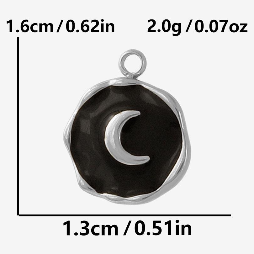 6pcs Punk Dark Black Stainless Steel Enamel Charms For Jewelry Making Supplies Sun Heart Cross Ocean Animal Pendant DIY Pendants