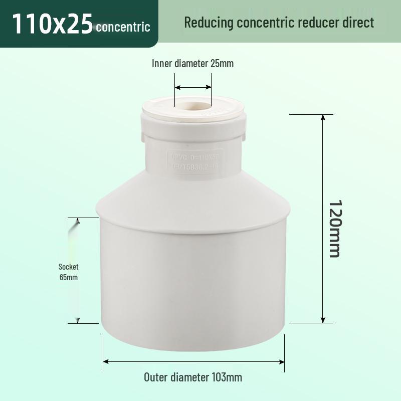 PVC Reducing Tee Pipe Fitting 50/75/110 mm - Eccentric Drain Connector Adapter