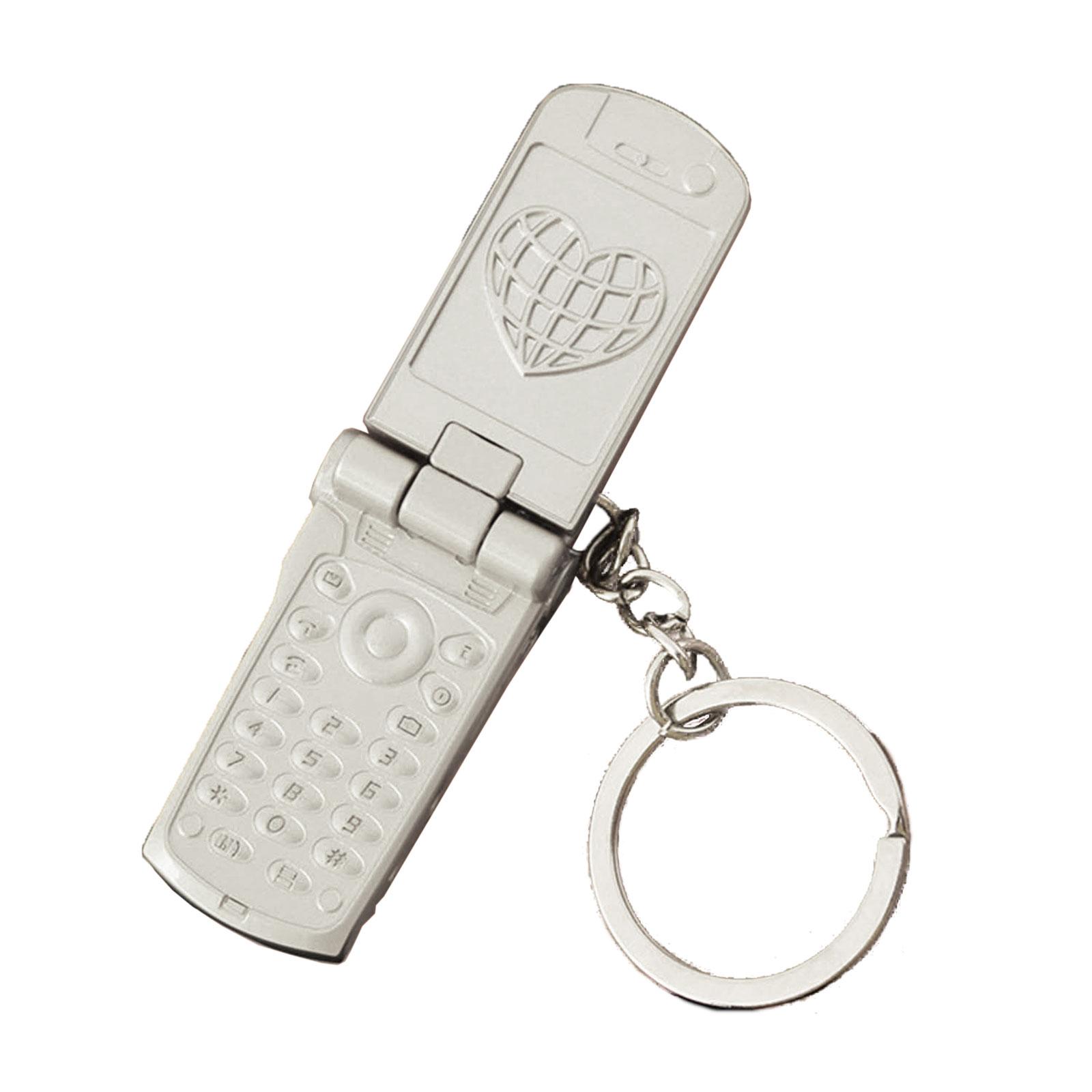 

Interactive Flip and Rotate Keychain Phone Key Pendant Decor Keyring Hanging Ornament Creative Bag Decorations Gift серебряный