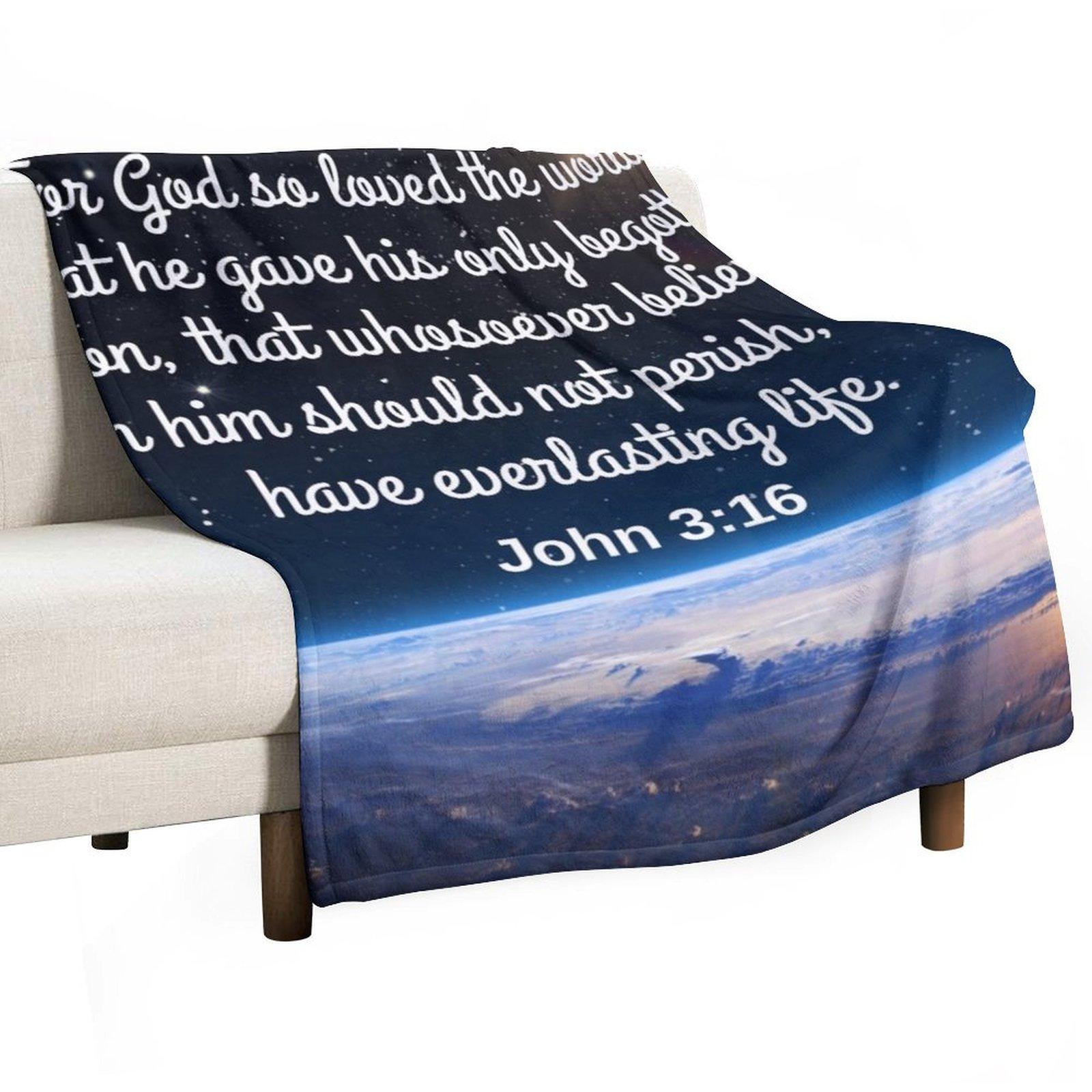 John 3:16 KJV Throw Blanket Baby Soft Plaid christmas decoration Hair Blankets 30x40in