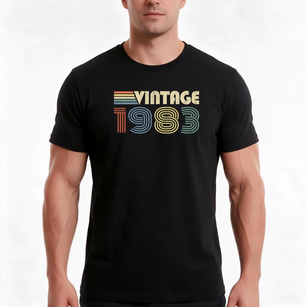 Vintage 1983 37th Birthday Gift Born In 1983 37 Years Old Tshirt Summer Casual Cotton Tee Oversized Streetwear Tops