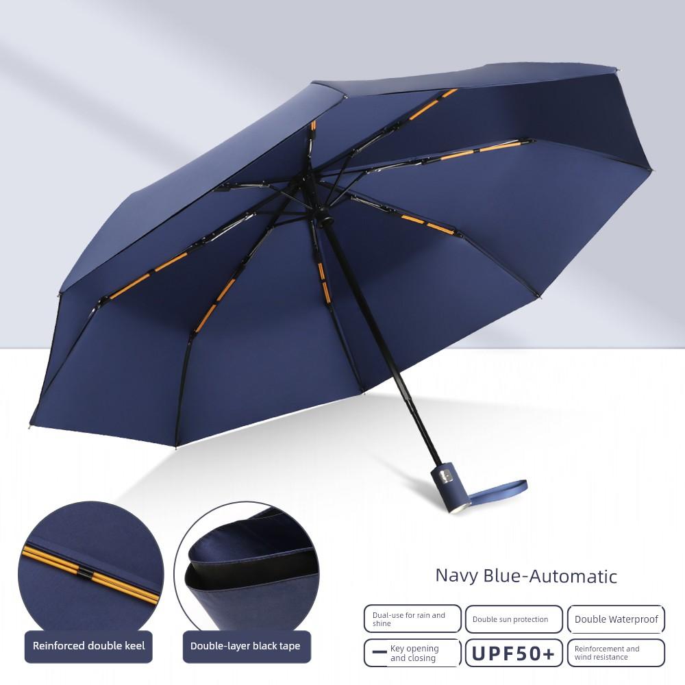 Double-Layer Umbrella for Both Rain and Sun, Reinforced Folding Umbrella for Men and Women, Fully Automatic, Super Strong Sun Protection and Uv