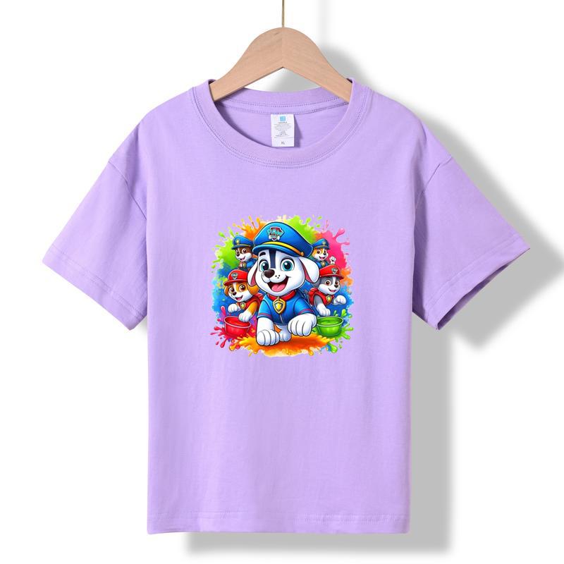 XH08 MINISO 2026 Summer New Printed Cotton Round Neck T-shirt for Children Aged 1-16, Boys and Girls