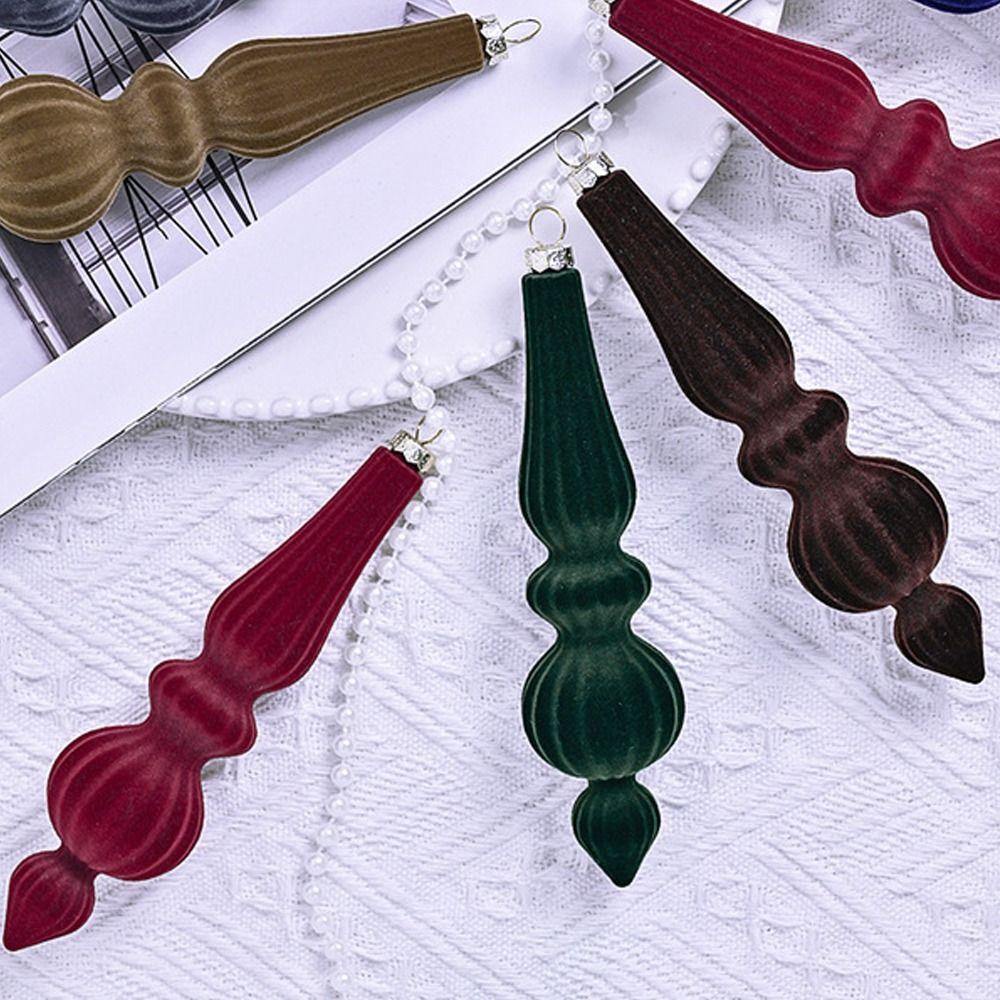 6pcs Plastic Velvet Christmas Gourd Pendant Xmas Tree Hanging Ornaments  Xmas Party Favors