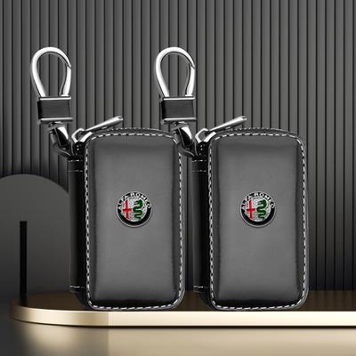 2026 Hot Sticker for Leather Emblem Car Key Case Keychain Zipper Key Case Bag For 147 159 156 Giulietta Giulia Mito