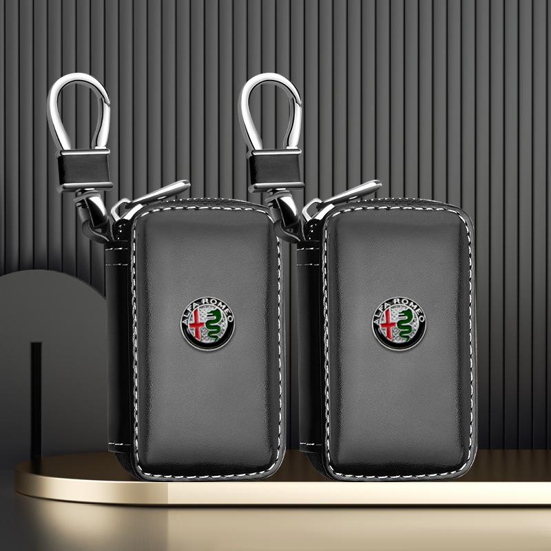 2026 Horká nálepka pro kožené logo Pouzdro na klíče od auta Klíčenka Zip Pouzdro na klíče Taška Pro Alfa Romeo 147 159 156 Giulietta Giulia Mito