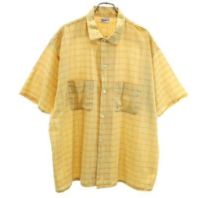 Stephens 60s Vintage Check Pattern Short Sleeve Shirt XL Yellow Men's Used