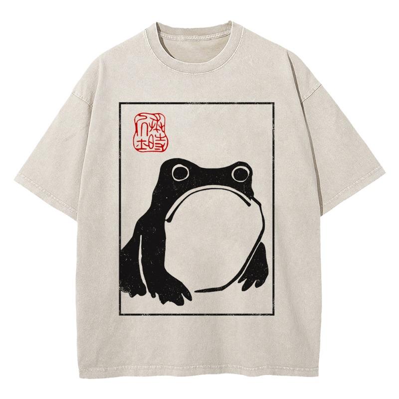 100% Cotton Vintage Washed Unimpressed Frog T Shirt Hot Fashion Men/Women Aesthetic Funny T-Shirt Oversize Acid Wash Tees Shirts