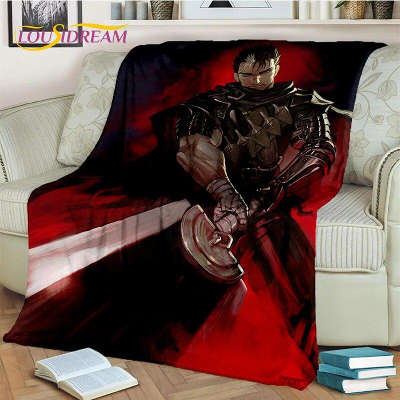 3D Anime Calssic Berserk Cartoon HD Blanket,Soft Throw Blanket for Home Bedroom Bed Sofa Picnic Travel Office Cover Blanket Kids