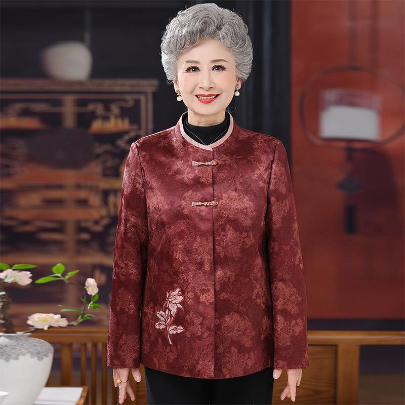 

Lightweight Long-Sleeve Tang Suit Jacket for Women in Their 70s-90s 5XL (for 145-160 lbs)